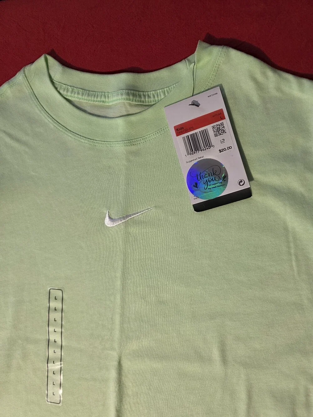 Nike Kids Light Green Short Sleeve Tee with White Swoosh